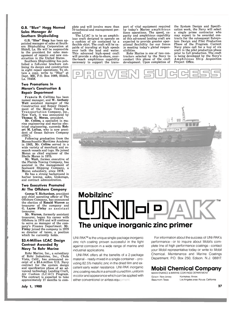 Maritime Reporter Magazine, page 27,  Jul 1980