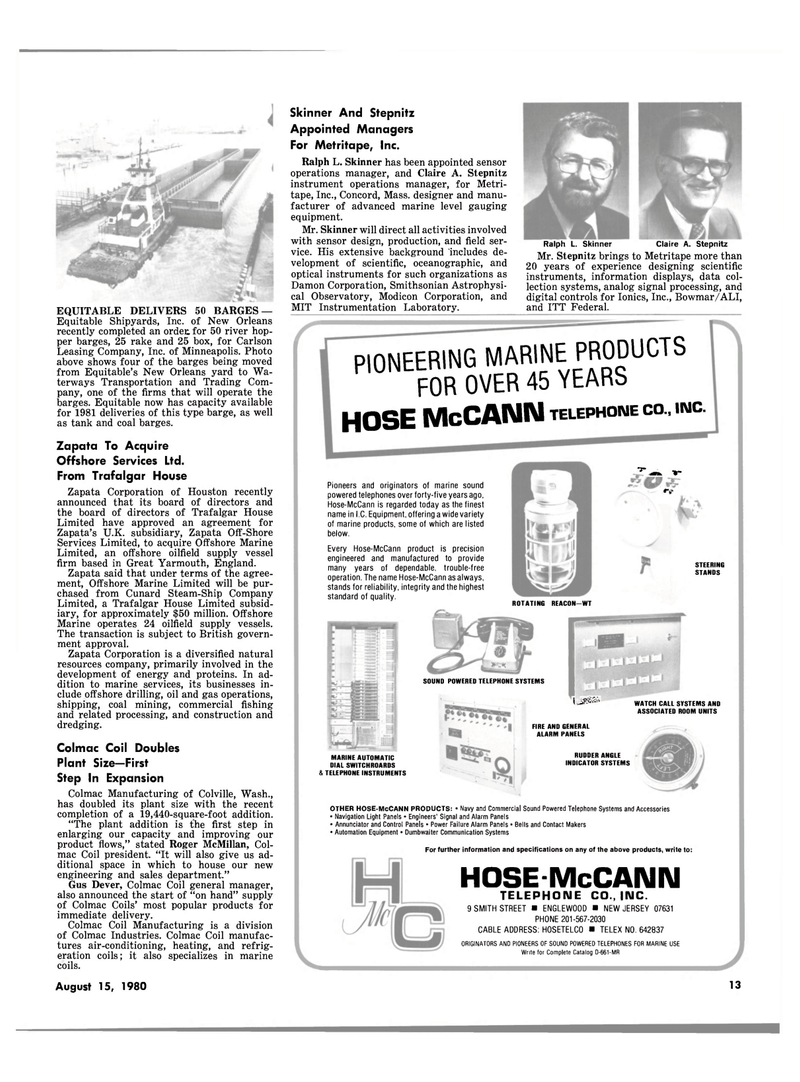 Maritime Reporter Magazine, page 11,  Aug 15, 1980
