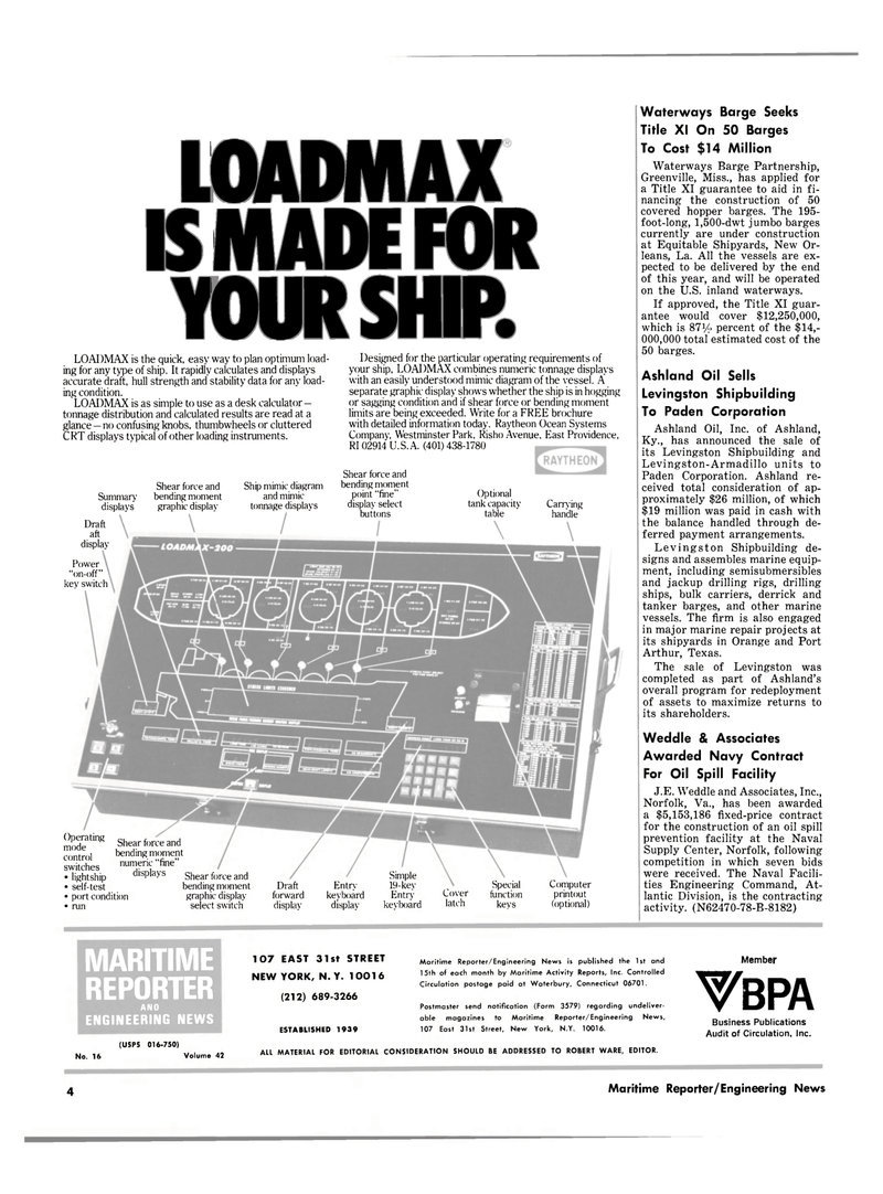 Maritime Reporter Magazine, page 2,  Aug 15, 1980