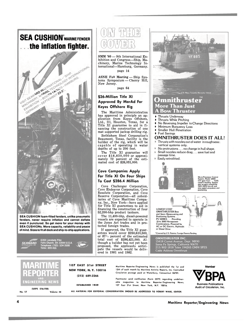 Maritime Reporter Magazine, page 2,  Sep 1980