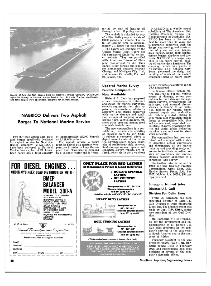 Maritime Reporter Magazine, page 48,  Oct 15, 1980