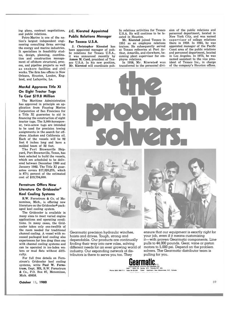 Maritime Reporter Magazine, page 59,  Oct 15, 1980