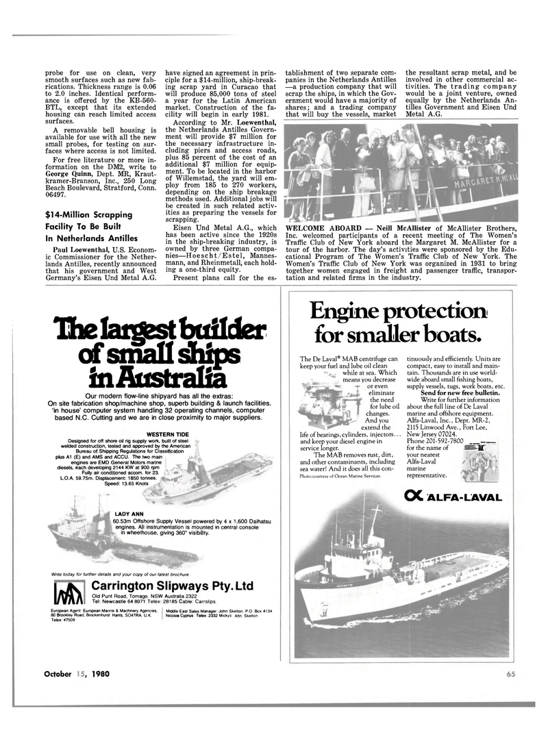 Maritime Reporter Magazine, page 65,  Oct 15, 1980
