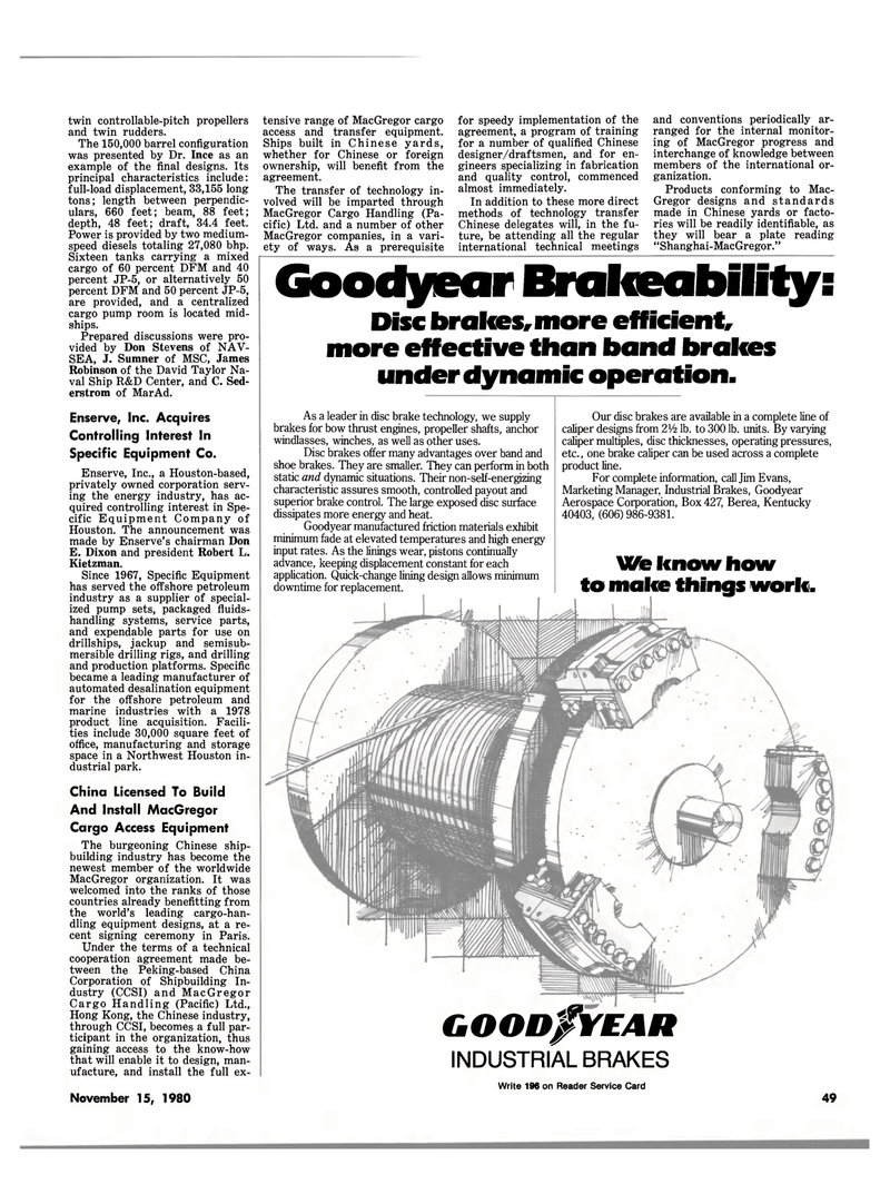 Maritime Reporter Magazine, page 49,  Nov 15, 1980