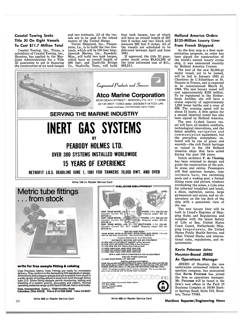 Maritime Reporter Magazine, page 50,  Nov 15, 1980