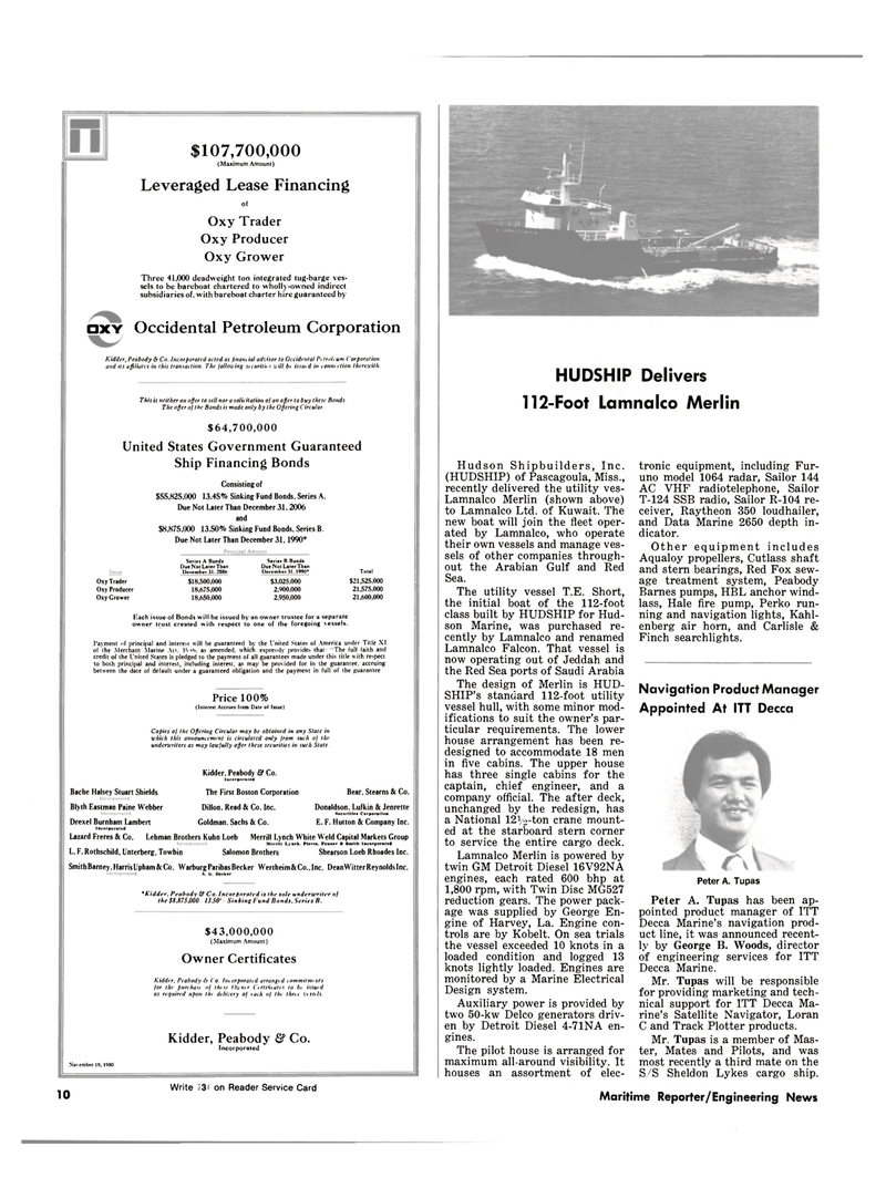 Maritime Reporter Magazine, page 8,  Dec 15, 1980
