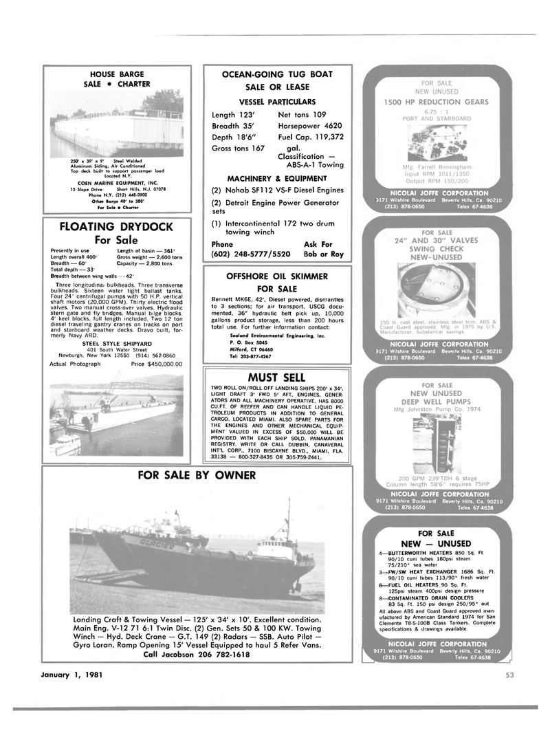 Maritime Reporter Magazine, page 53,  Jan 1981