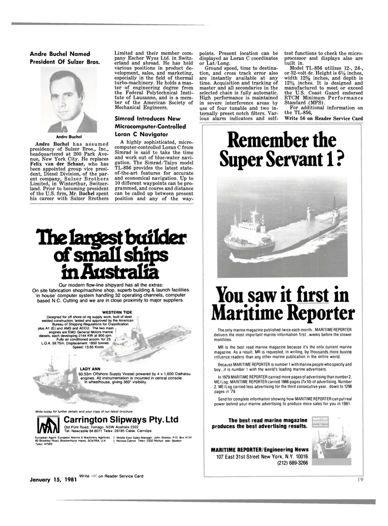 Maritime Reporter Magazine, page 17,  Jan 15, 1981