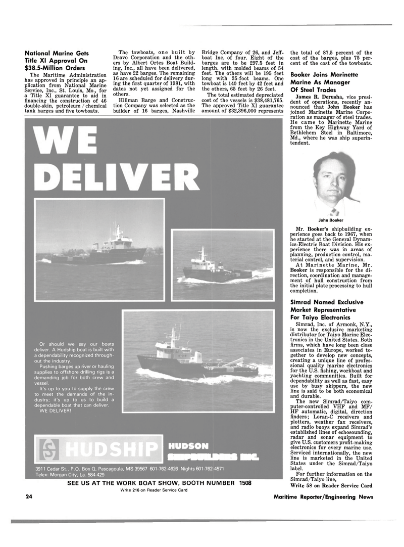 Maritime Reporter Magazine, page 22,  Jan 15, 1981