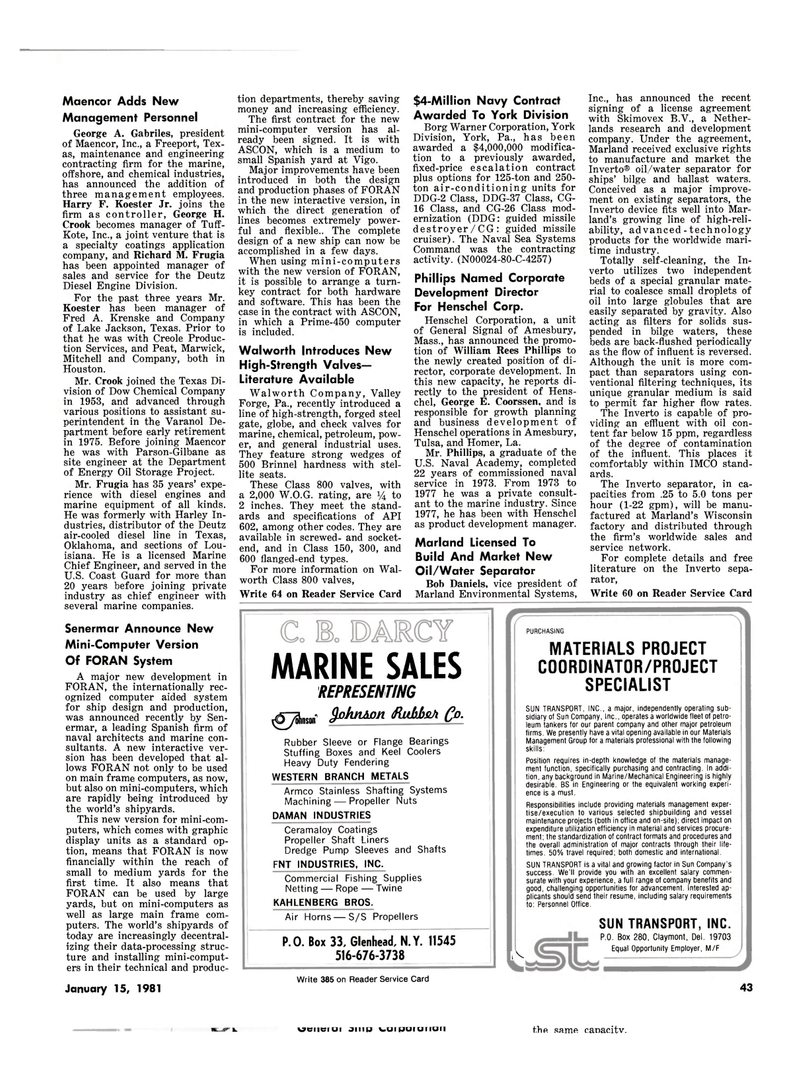 Maritime Reporter Magazine, page 41,  Jan 15, 1981