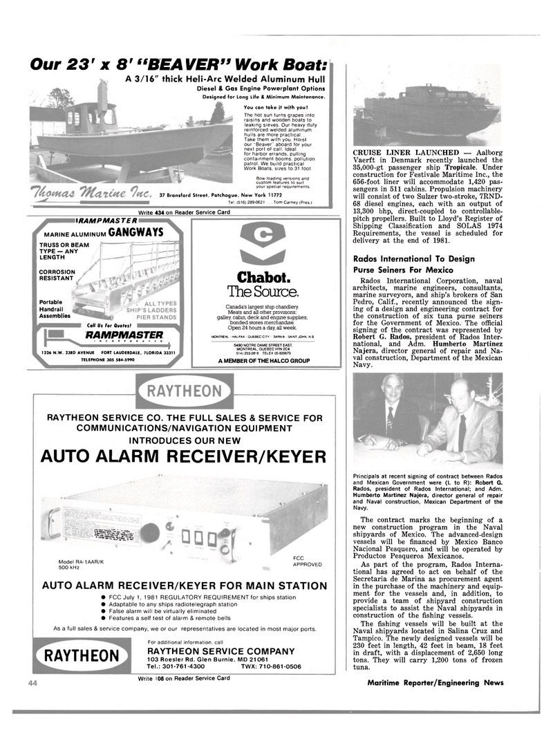 Maritime Reporter Magazine, page 44,  Jan 15, 1981