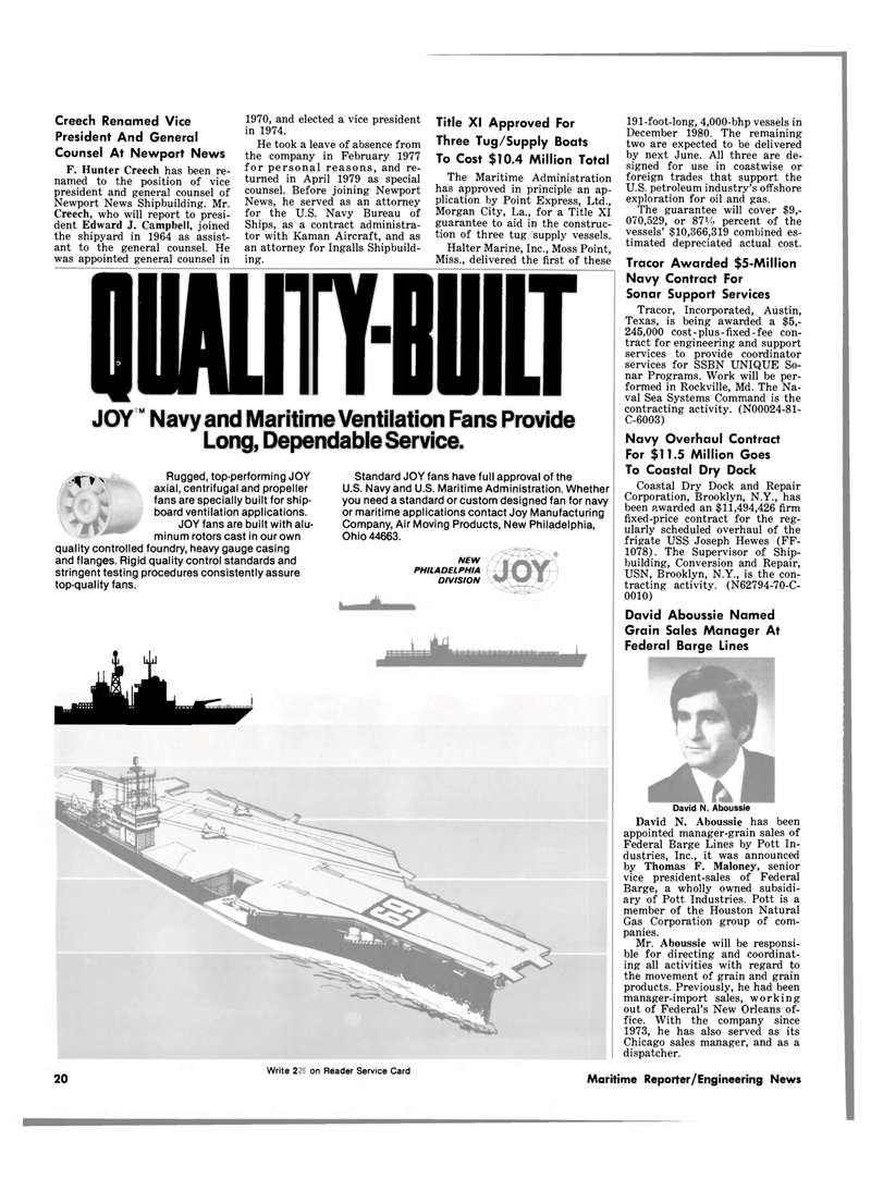 Maritime Reporter Magazine, page 18,  Feb 15, 1981
