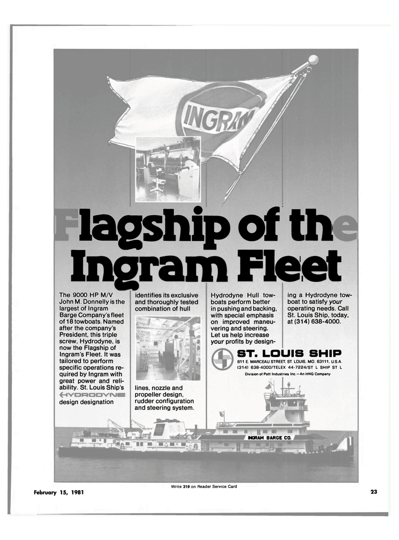 Maritime Reporter Magazine, page 21,  Feb 15, 1981