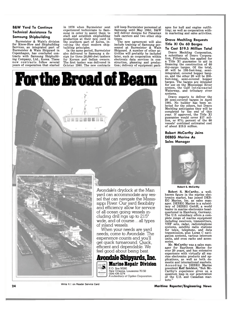 Maritime Reporter Magazine, page 22,  Feb 15, 1981