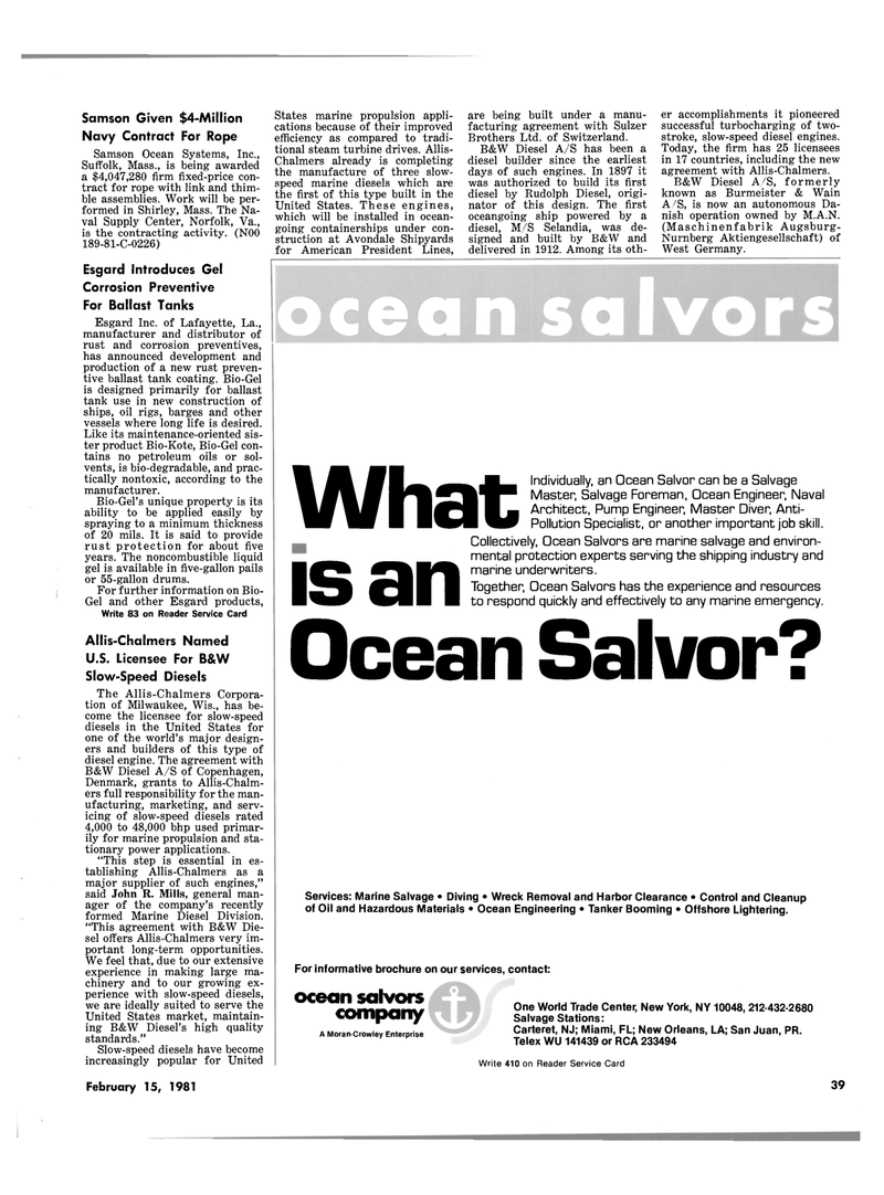 Maritime Reporter Magazine, page 37,  Feb 15, 1981