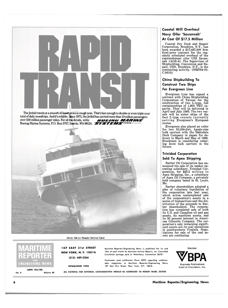 Maritime Reporter Magazine, page 2,  Feb 15, 1981