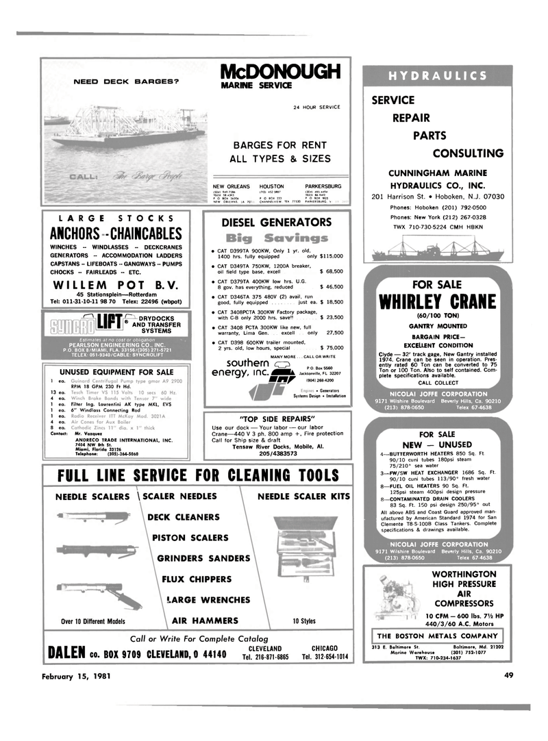Maritime Reporter Magazine, page 47,  Feb 15, 1981