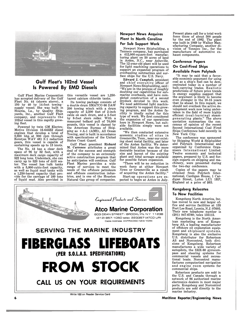 Maritime Reporter Magazine, page 4,  Feb 15, 1981