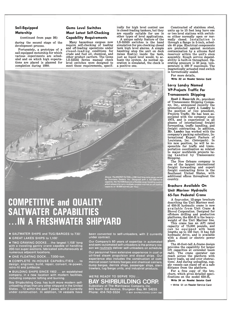 Maritime Reporter Magazine, page 26,  Mar 15, 1981