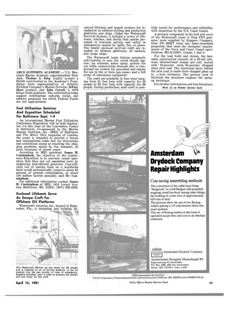 Maritime Reporter Magazine, page 15,  Apr 15, 1981
