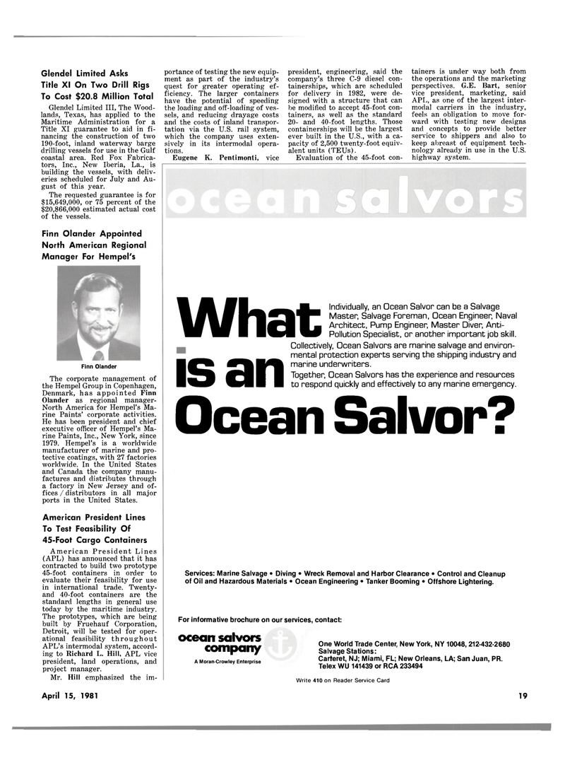 Maritime Reporter Magazine, page 17,  Apr 15, 1981