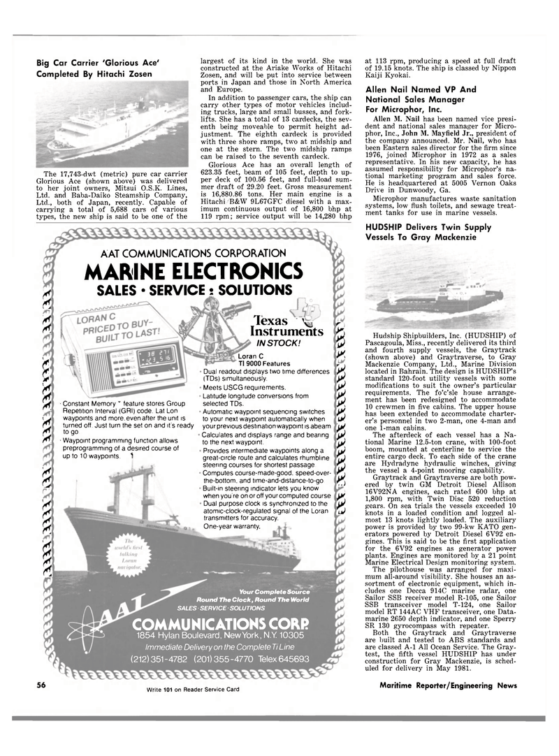 Maritime Reporter Magazine, page 54,  Apr 15, 1981