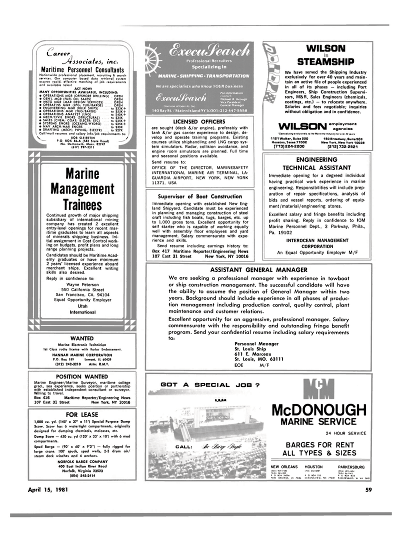 Maritime Reporter Magazine, page 57,  Apr 15, 1981