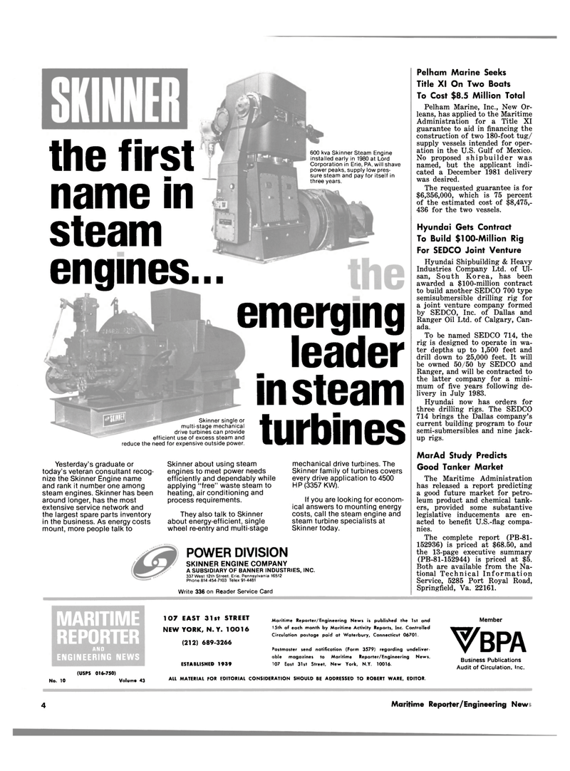 Maritime Reporter Magazine, page 2,  May 15, 1981