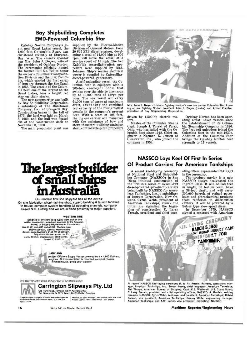 Maritime Reporter Magazine, page 14,  Jun 15, 1981