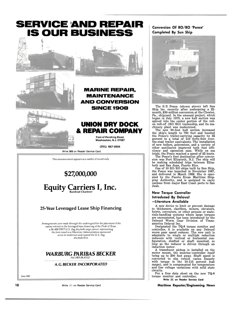 Maritime Reporter Magazine, page 8,  Jul 1981
