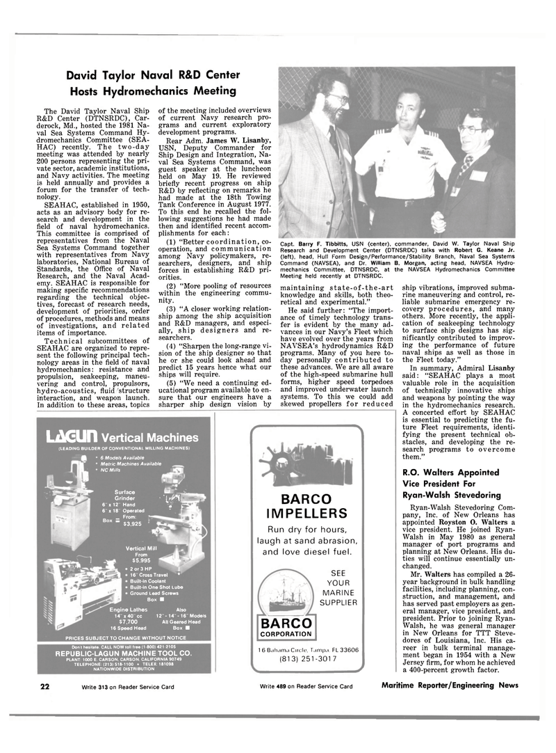 Maritime Reporter Magazine, page 20,  Jul 15, 1981