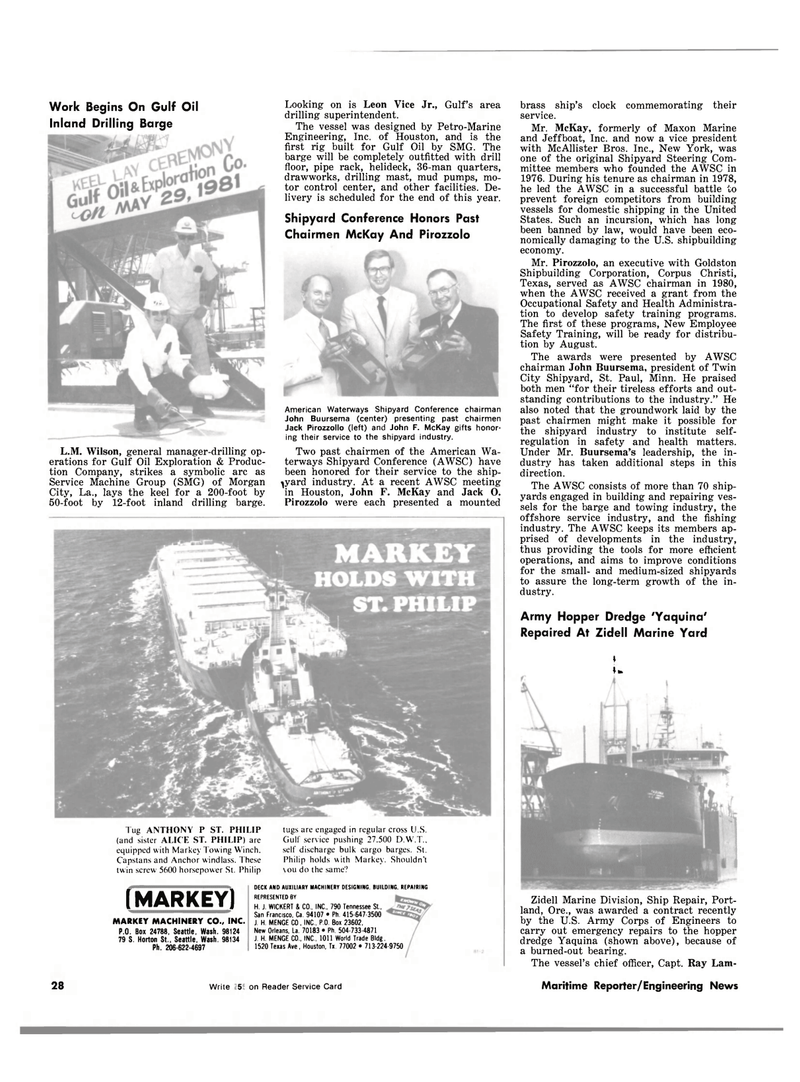 Maritime Reporter Magazine, page 26,  Jul 15, 1981