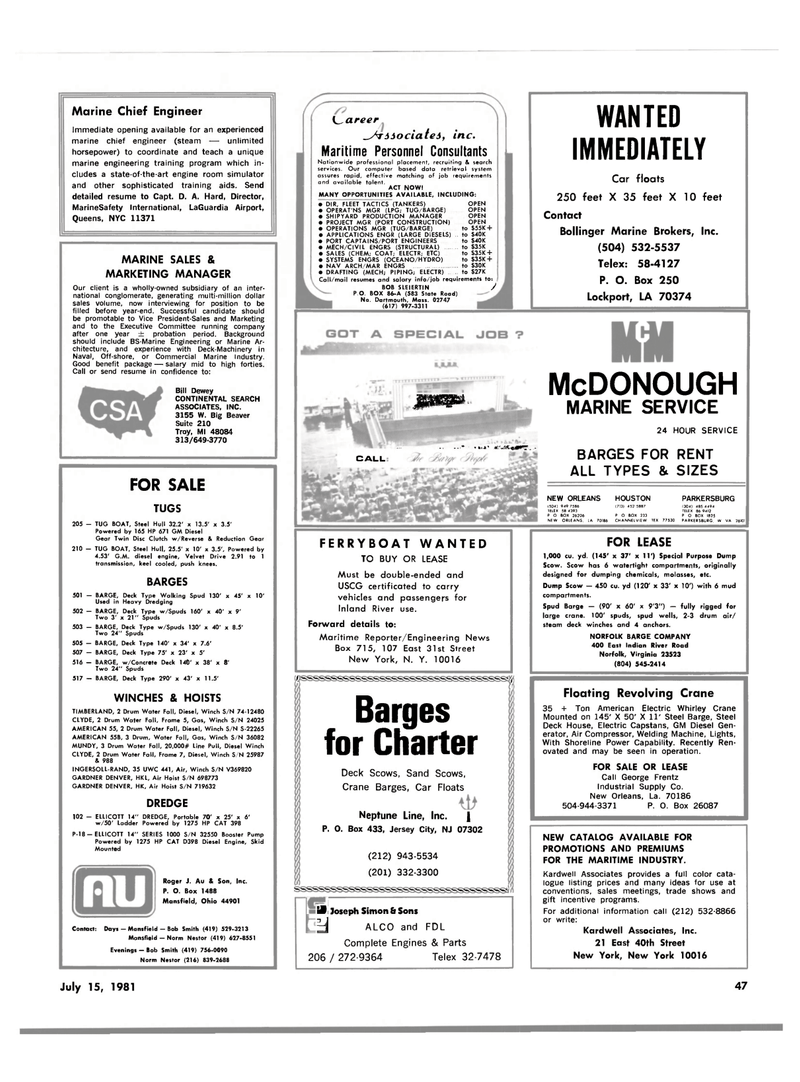 Maritime Reporter Magazine, page 45,  Jul 15, 1981