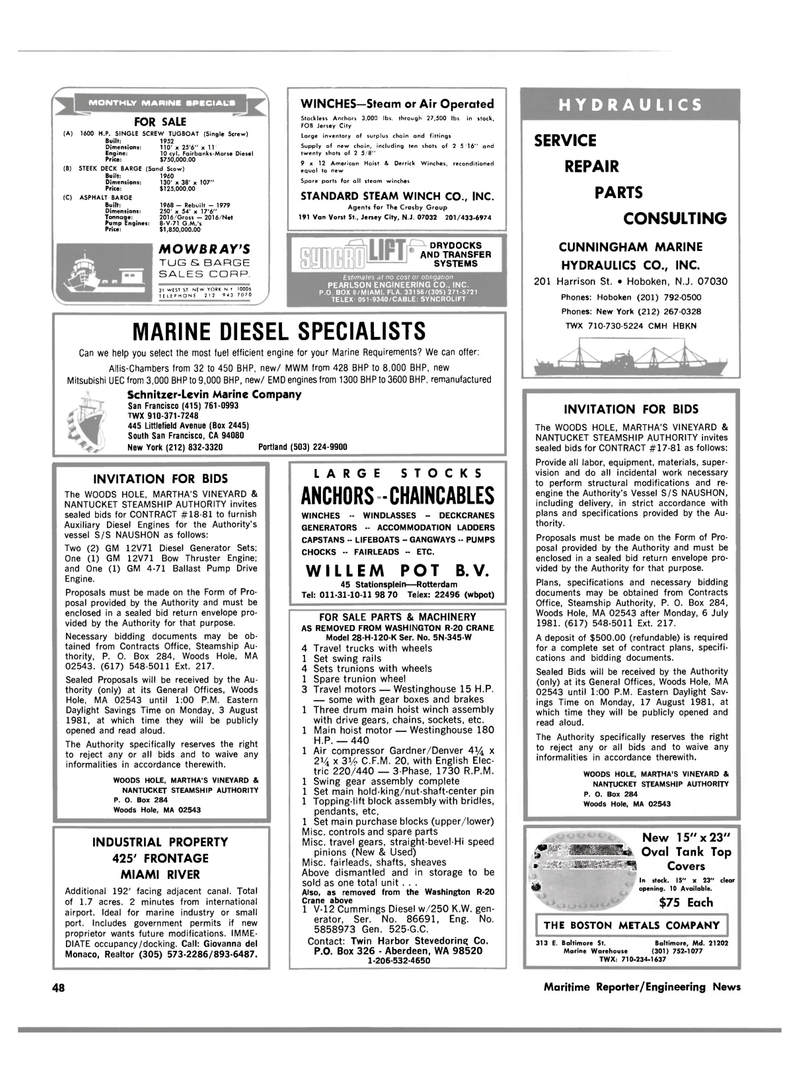Maritime Reporter Magazine, page 46,  Jul 15, 1981
