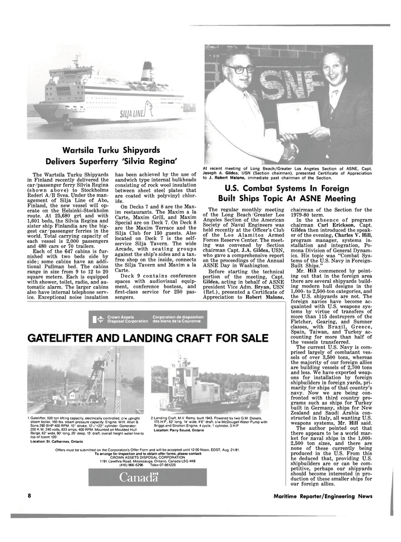 Maritime Reporter Magazine, page 6,  Jul 15, 1981