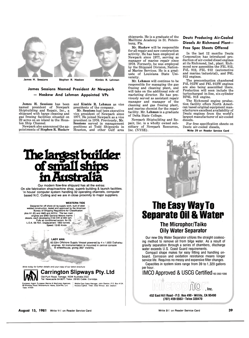 Maritime Reporter Magazine, page 33,  Aug 15, 1981
