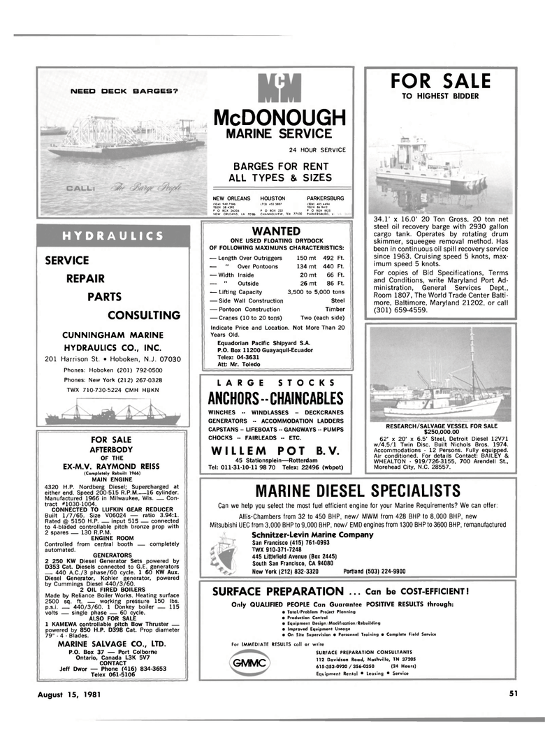 Maritime Reporter Magazine, page 45,  Aug 15, 1981