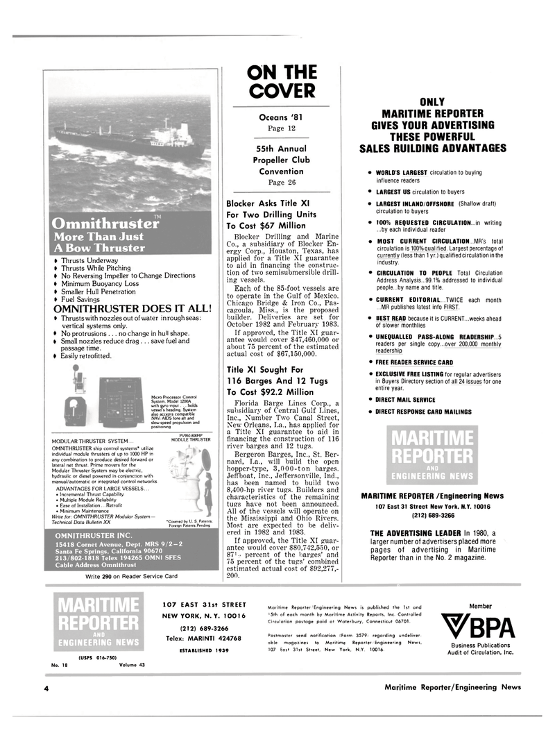 Maritime Reporter Magazine, page 2,  Sep 15, 1981