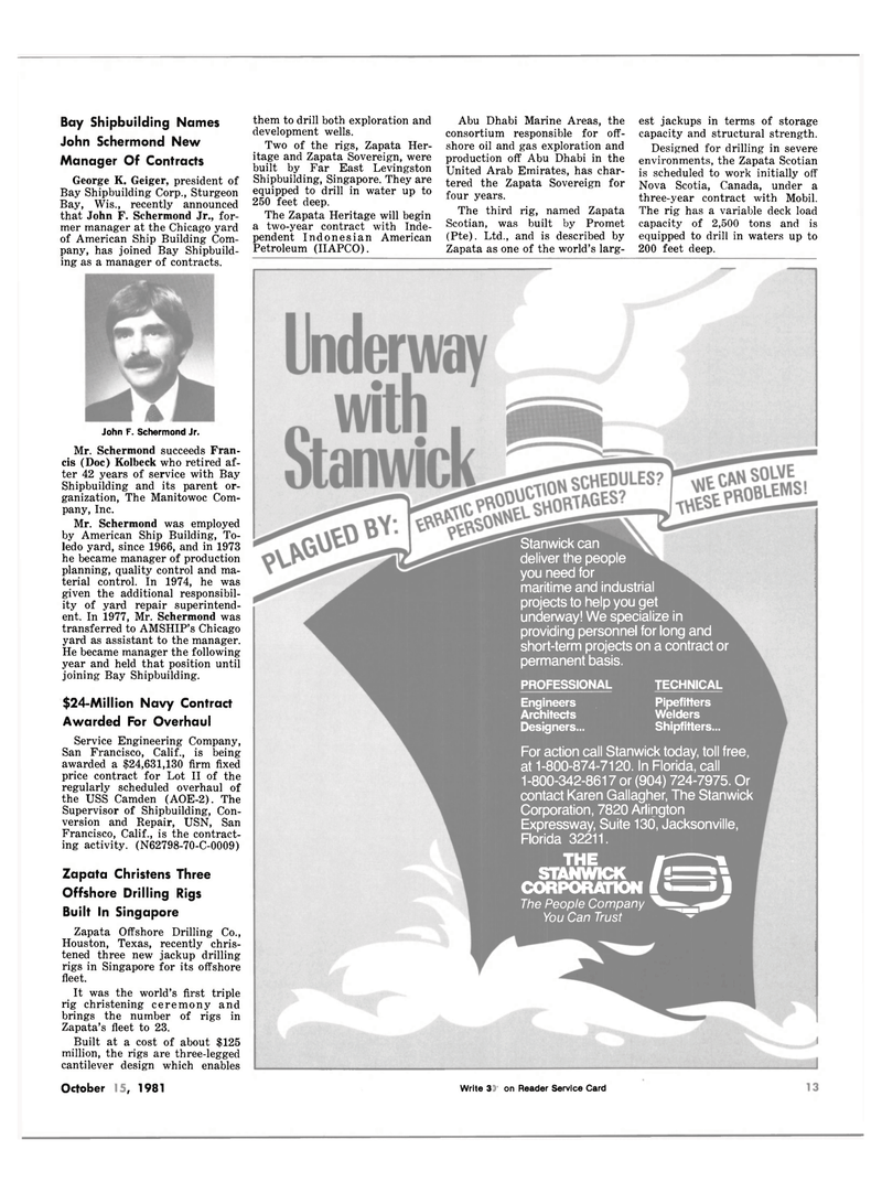 Maritime Reporter Magazine, page 11,  Oct 15, 1981