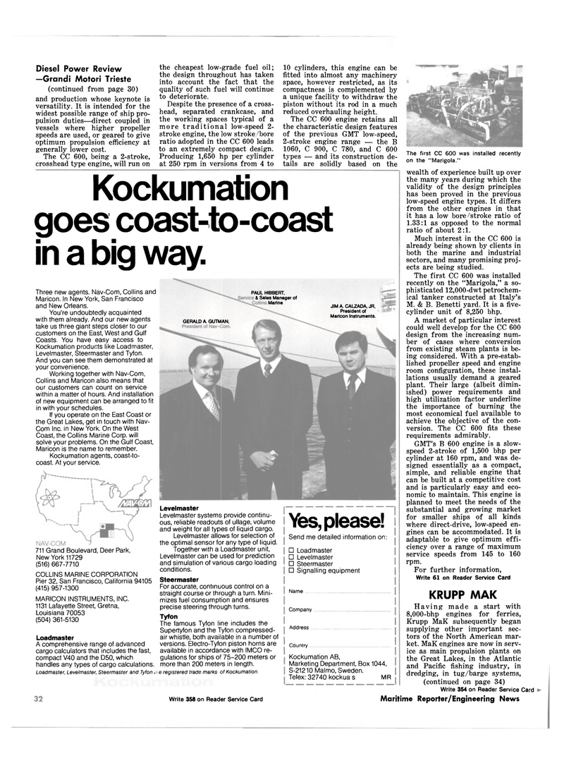 Maritime Reporter Magazine, page 28,  Oct 15, 1981