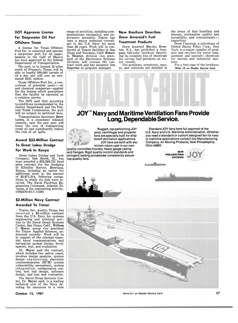 Maritime Reporter Magazine, page 53,  Oct 15, 1981