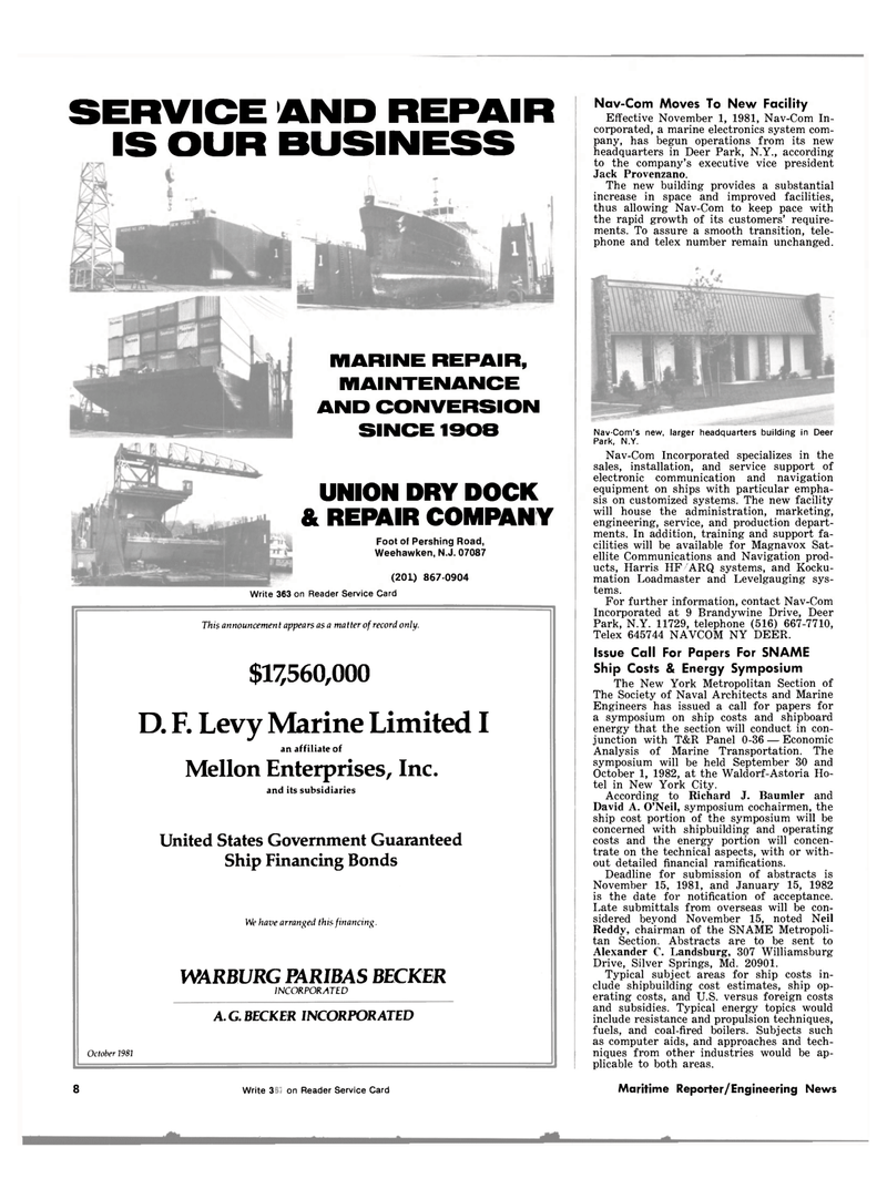 Maritime Reporter Magazine, page 6,  Nov 1981