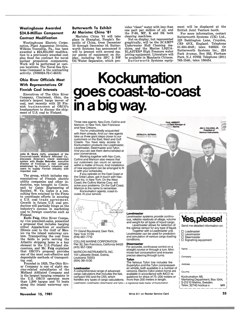 Maritime Reporter Magazine, page 21,  Nov 15, 1981