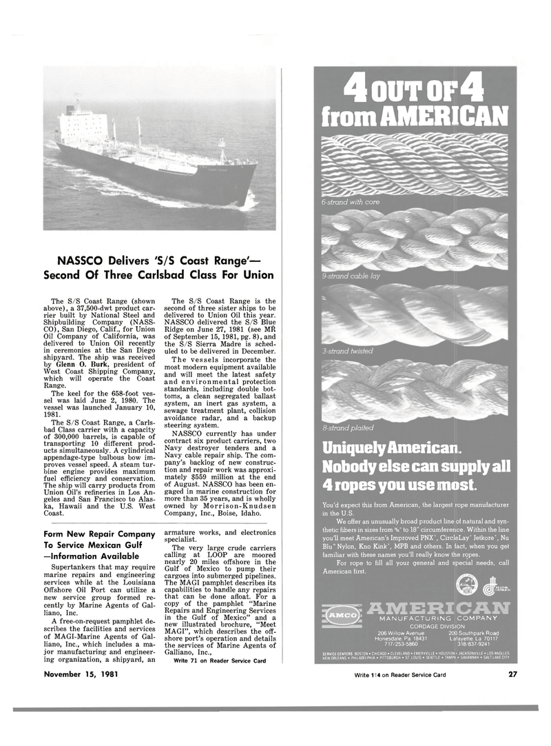 Maritime Reporter Magazine, page 23,  Nov 15, 1981