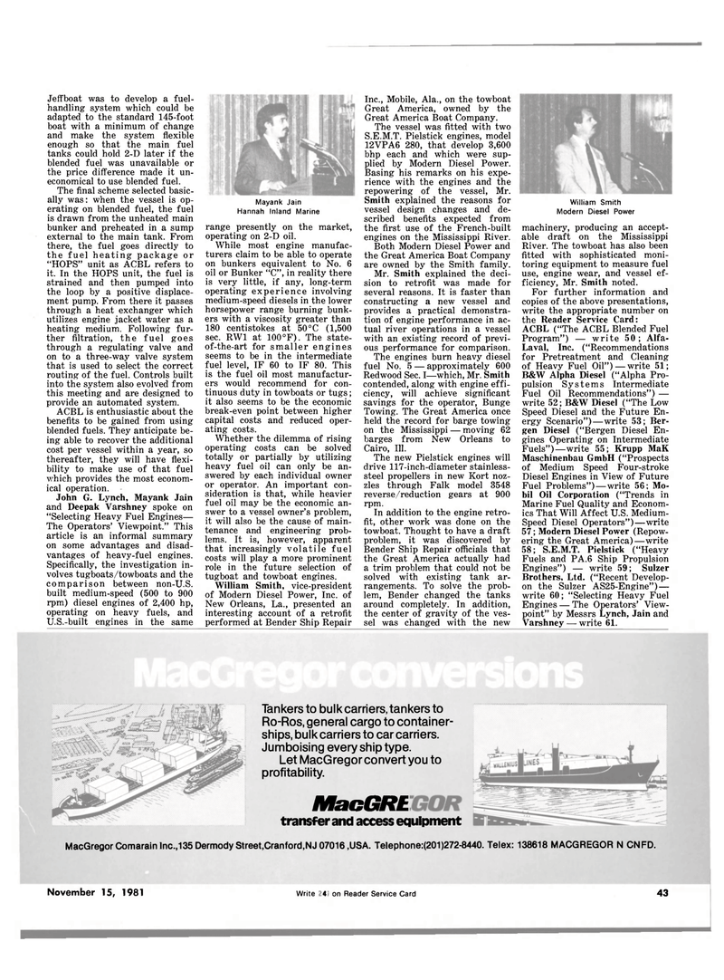 Maritime Reporter Magazine, page 39,  Nov 15, 1981
