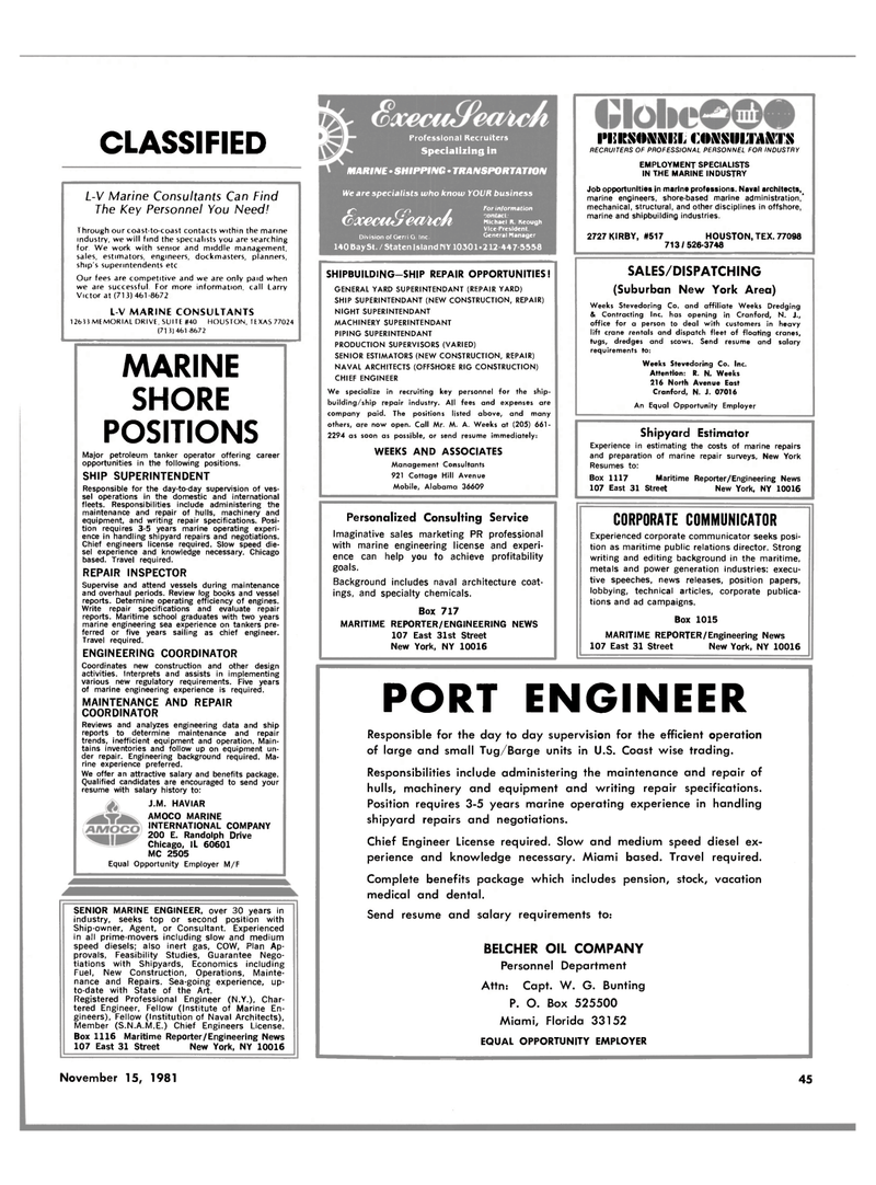 Maritime Reporter Magazine, page 41,  Nov 15, 1981