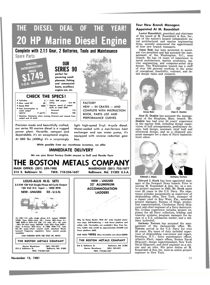 Maritime Reporter Magazine, page 47,  Nov 15, 1981