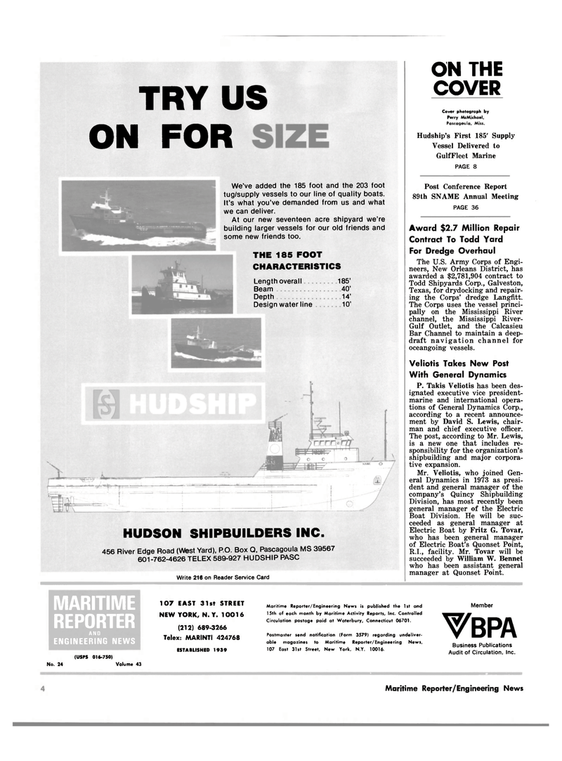 Maritime Reporter Magazine, page 4,  Dec 15, 1981