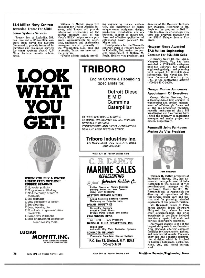 Maritime Reporter Magazine, page 32,  Jan 15, 1983