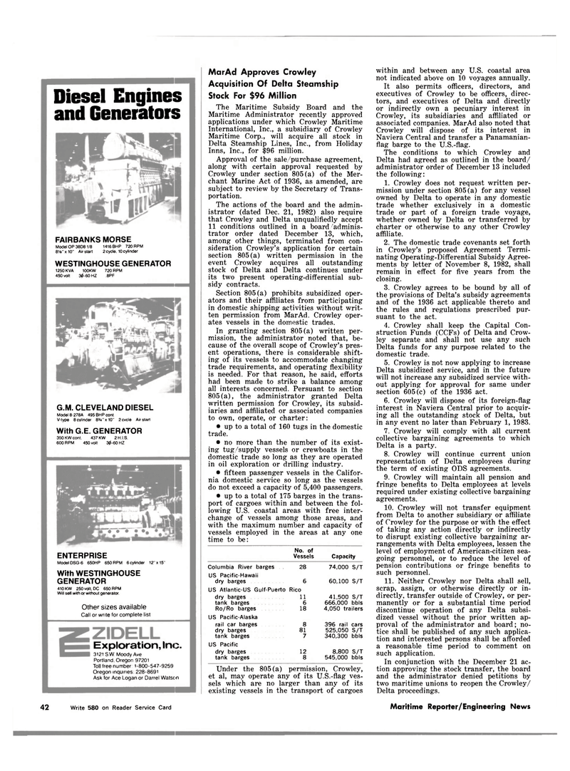 Maritime Reporter Magazine, page 38,  Jan 15, 1983